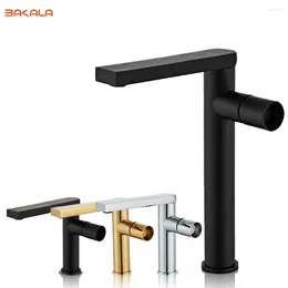 Bathroom Sink Faucets Black Polished Deck Mount Faucet Basin Mixer Tap Single Hole Handle Modern & Cold Water