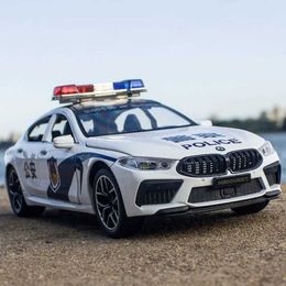Diecast Model Cars 1 24 M8 MH8 Alloy Car Model Diecasts Metal Toy Police Vehicle Car Model Collection Sound and Light Simulation Childrens Toy Gift