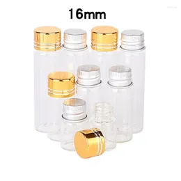 Bottles Diameter Of 16mm Small Mouth Clear Glass With Aluminum Lid Gold Cap Refillable Vials