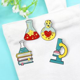 Brooches Science Experiment Brooch Microscope Beaker Test Tube Tool Metal Enamel Pin Backpack Badge Lapel Jewellery Gift Wholesale