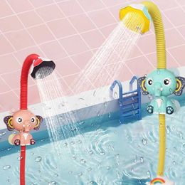 Bath Toys Elephant shaped electric shower for children adjustable baby shower time toy with flowing water function d240522