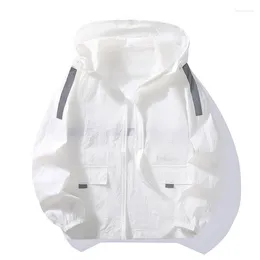 Men's Jackets 2024 Summer Versatile Sun Protection Clothing For Men And Women Ultra Thin Ice Silk Hooded Jacket UV Coat