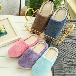 Slippers Winter Home Men And Women Solid Color Fashion Couple Plush Non-Slip Warm Indoors Bedroom Floor Shoes