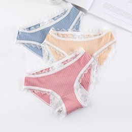 Women's Panties WHPC Sexy For Women Cotton Thread Underwear Lace Seamless Briefs Ladies Low-Waist Soft Lingerie Underpants Tanga