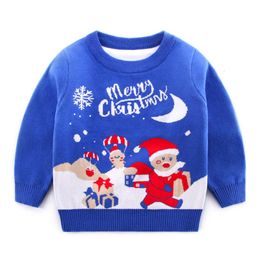Children Clothing Baby Warm Santa Claus Printed Knitted Girl Sweater Boys Girls Cute Christmas Gift Pullover L2405