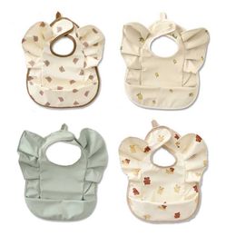 Bibs Burp Cloths New PU waterproof and cute wing feeding bib baby bib baby boy girl food childrens soft scarf accessories d240522