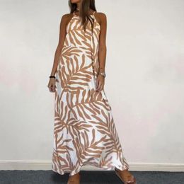 Casual Dresses Large Hem Maxi Dress Women Loose Cut Long Tropical Vacation Colorful Backless Beach Women's Sleeveless Summer