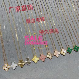 Original 1to1 Van C-A Lucky High Version Clover Necklace Full body V Gold CNC Steel Print Single Flower Double sided Non fadingKP5W SMLH