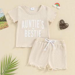 Clothing Sets Baby Girls Shorts Set Short Sleeve Letters Print T-shirt With Elastic Waist Summer 2-piece Outfit