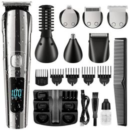 6 IN 1 Multi Grooming Kit For Men Rechargeable Beard Shaver Cordless Trimmer Hairs Cutting Clippers Body Ear Nose Hair Groomer 240429