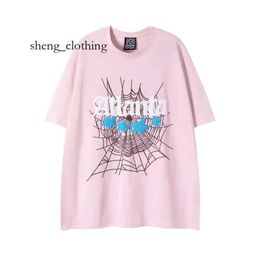 Spider Shirt Men Designer Tshirt Number Foam Print High Quality Pure Cotton Pink Green Women Tshirts Trendy Couple Tee Loose Mens T Shirt 8722