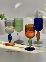 Wine Glasses Korean Style Ins Colored Glass Champagne Red Contrast Goblet Round Simple Household Water Cup