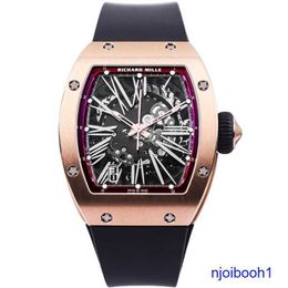 Highend RM Wrist Watch Female Series Rm023 Titanium Carbon Fibre Fashion Full Hollow 18k Rose Gold Automatic Mechanical Tourbillon Movement Chronograph