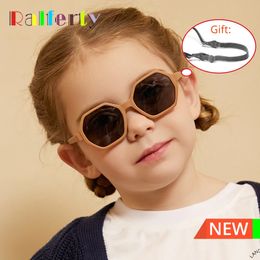 Ralferty Unbreakable Kids Sunglasses Hexagonal Childrens Sun Glasses Baby Anti Retro UV400 Polarized Shades With Chain 240521