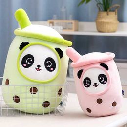 Plush Dolls Cute Boba Tea Cup Toy Bubble Tea Pillow Cute Fruit Beverage Plush Filling Soft Panda Apple Strawberry Milk Tea Childrens Birthday Gift H240521