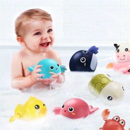 Bath Toys Baby shower toy classic chain clock swimming turtle dolphin shower toy childrens floating toy swimming accessories d240522