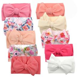 Hair Accessories 10Pcs/Lot Solid Bullet Fabric Baby Turban Headbands Flower Dot Print Hair Bands Big Bowknot Headwraps Kids Hair Accessories Y240522