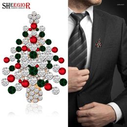 Brooches Christmas Tree For Women Fashion Jewelry Lovely Colorful Rhinestone Brooch Pins Men's Badge Accessories Friendship Gift
