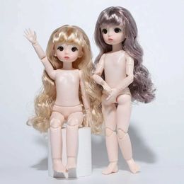 Dolls 1/6 BJD Mobile Joint Doll Body Naked 22 Ball Joint Doll 30cm Dress up Doll Head with Hair S2452202 S2452201