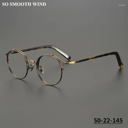 Sunglasses Frames Japanese Handmade Designer Titanium Glasses Frame Men Women Vintage Acetate Round Eyeglasses Ultralight Spectacles Eyewear