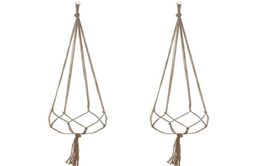 DHL 100pcs Pot Holder Knotted Macrame Plant Hanger Hook Vintage Cotton Linen Flowerpot Basket Lifting Rope Hanging Basket6775328