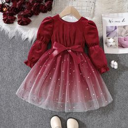 Girl Dresses Ceeniu Winter Christmas For Girls Green Velvet Patchwork Princess Dress Kids Clothes Children Year Costume