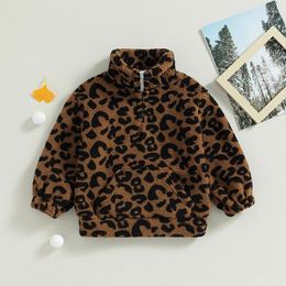 Jackets Winter Warm Jacket For Kids Girls Boys Fuzzy Long Sleeve Leopard Print Sweatshirt Cute Casual Toddler Coat Outwear