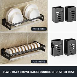 Kitchen Storage Tableware Drainboard Bowl Organizer Dish Rack Shelf Wall-mounted Drain Chopsticks Spoon Holder Stand Accessories