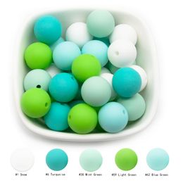 300pcs 15mm Baby Round Silicone Beads Food Grade DIY Teethers Toys Nipple Holder Pacifier Chain BPA Free Silicone Teething Beads