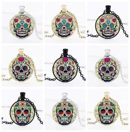 Charms Glass Dome Skull Statement Necklace Jewelry Sugar Skull Chain Choker WomenMen Handmade Necklaces Pendants Christmas Gift9424269