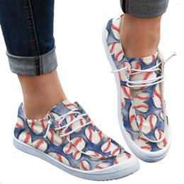 Casual Shoes Women Flat Sneaker Sewing Upper Girls Canvas Printed Baseball Lace Up Female Summer School