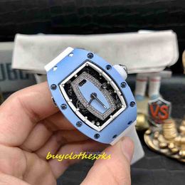 RM Wrist Watch Luxury Mens Mechanical Watch Business Leisure Rm037 Automatic Blue Pottery Case Tape Womens Trend Swiss Movement Wristwatches