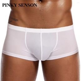 Underpants Pinkysenson Ultrathin Ice Nylon Sexy Underwear Men Boxers Transparent Mens Hombre Slip Homme Cueca Gay Male