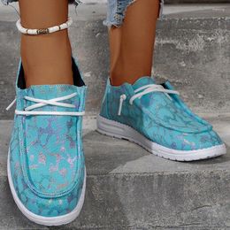 Casual Shoes European And American Single 2024 Spring Autumn Round Toe Tied Canvas Flat Bottomed Comfortable Women's