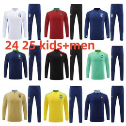 24 25 ItalyS football tracksuit men and kids tute bRAZILS soccer Training suit jogging 2024 Portuguese Long sleeve Fato de treino de futebol