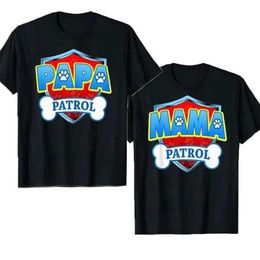 Men's T-Shirts 2Funny PAPA MAMA Patrol Dog Mom Dad 100% Cotton T Shirts Graphic Strtwear Birthday Gifts Summer T-shirt Mens Womens Clothing T240522