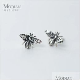 Stud Earrings Modian Vintage Realistic Bee For Women Girls Charm Insect Ear Studs 925 Sterling Sier Bijoux Jewelry Brincos Drop Deliv Dhqdr