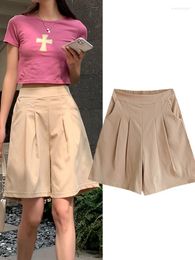 Women's Shorts Women Summer Quick-dry Casual Solid High Waist Loose Middle For Girls Female Wide Leg Outwear