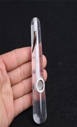 RREE HJT Whole modern Clear Fused Quartz Crystal Smoking Pipes Healing Massage Wands pipes Tobacco Wands Pipes healin1332495