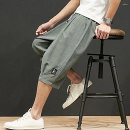 Men's Pants Men Casual Spring Cargo With Side Pockets Drawstring Waist Solid Color Gym Training Jogging For Cropped