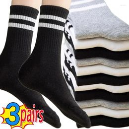 Women Socks Fashion Simple Cotton Autumn Winter Soft Breathable Stripe Solid Black White Sport Middle Tube Sock Deodorant Sox