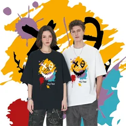 Fashion New Mens T Shirts Black White Couples Street Wear Smile Face Printing Tshirts Cotton Breathable Short Sleeve Designer Clothes