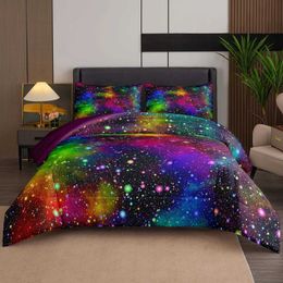Set di biancheria da letto Scaia lungo il copripiumino set spaziale Night Galaxy decorazione da letto a 3 pezzi con decorazione della camera da letto king da 2 cm in grandi dimensioniq240521