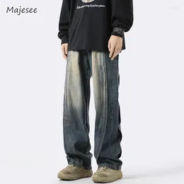 Men's Jeans Men Advanced Handsome Spliced Casual Wide Leg Trousers Washed All-match Gradient Colour Charming Daily Fashion Design Cosy