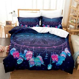 Bedding sets Dreamcatcher Duvet Cover Bohemia Comforter Microfiber Feather Set Full Twin for Girls Teens Adults Bedroom Decor H240521 63PQ