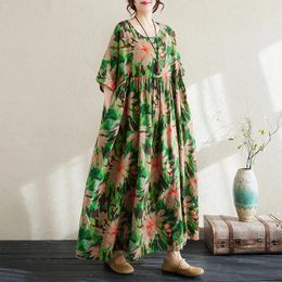 Party Dresses 2024 In Print Thin Cotton Vintage Bohemia Long Maxi Summer Dress For Women Outdoor Travel Beach Casual Oversize Robes