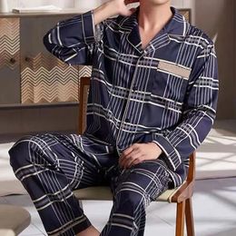 Spring autumn Cotton Pyjamas Sets For Men Plaid Sleepwear Suit Casual Home Clothes Pijamas Hombre Loungewear Plus Size 4XL 240522