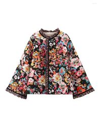 Women's Jackets Women S Cropped Jacket Y2k Vintage Floral Open Front Quilted Lightweight Coat Fall Winter Padded Outerwear