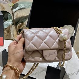 Girls Classic Flap Quilted Leather Shoulder Bags Gold Chains With Small Ball Adjusting Buckle Cross body Handbags Diamond Lattice Multi Pochette Purse 17cm 20cm