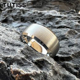 TUTISS Large 10mm Classic Men Women Wedding Band Tungsten Carbide Forever Ring Domed Domed Brushed Finish Comfort Fit